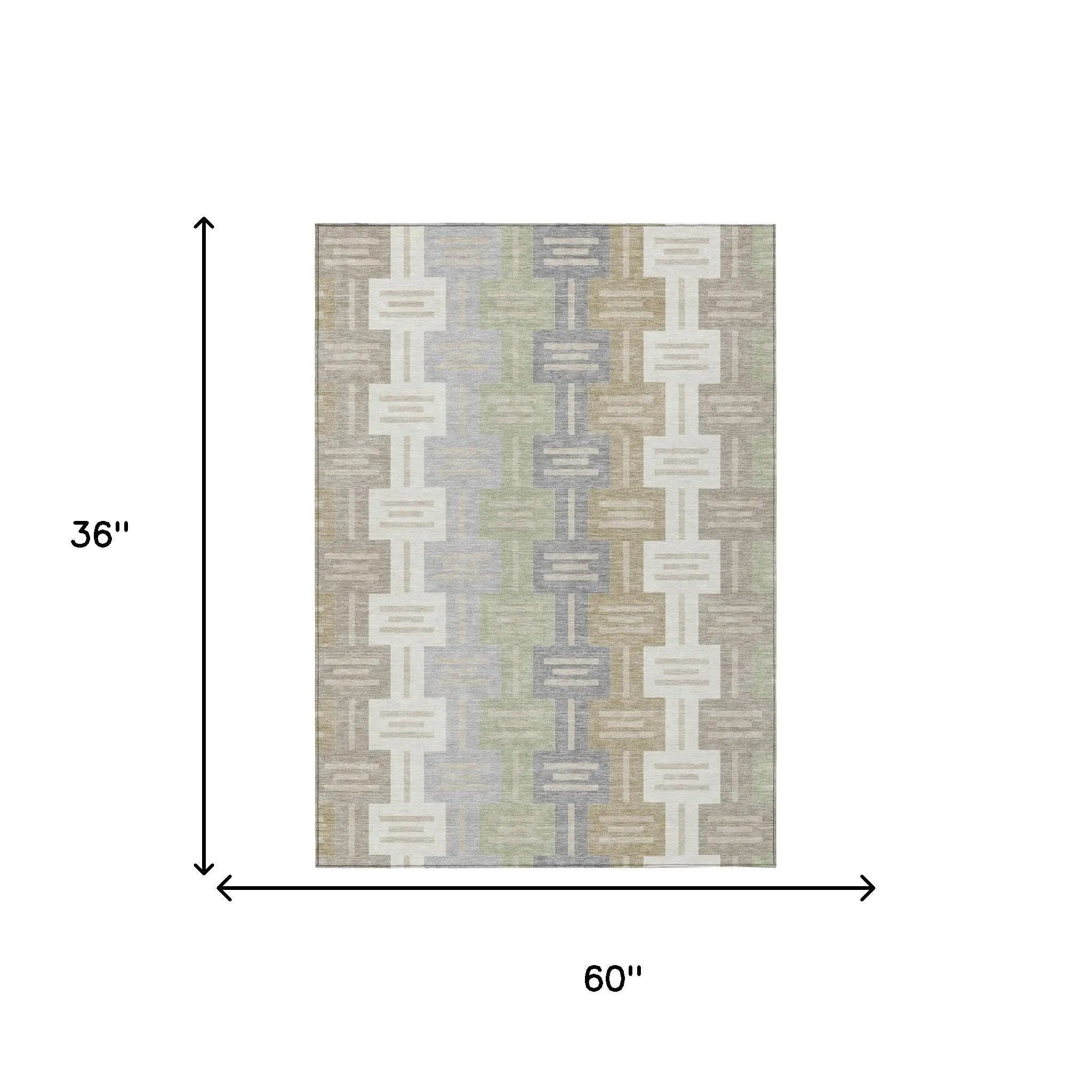 3' X 5' Ivory And Linen Geometric Washable Indoor Outdoor Area Rug Homeroots Outdoor