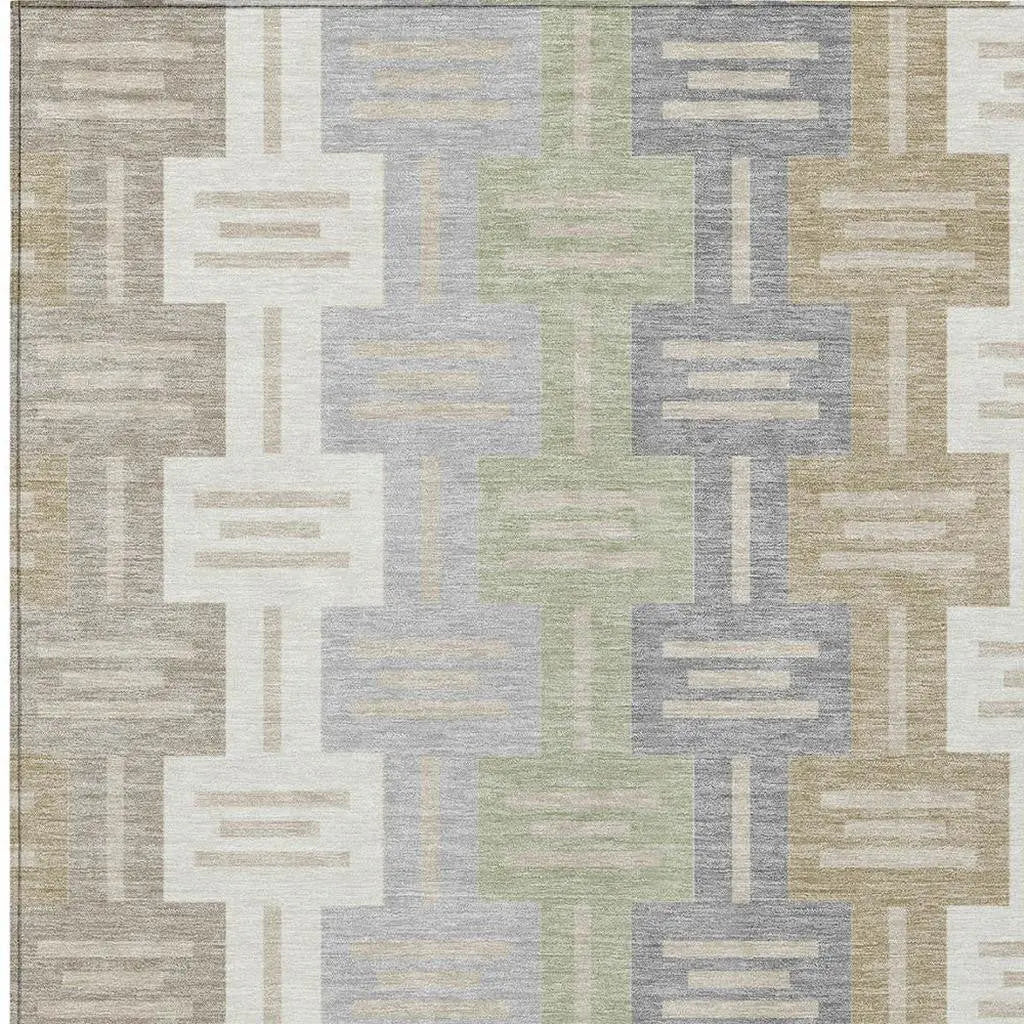 3' X 5' Ivory And Linen Geometric Washable Indoor Outdoor Area Rug Homeroots Outdoor