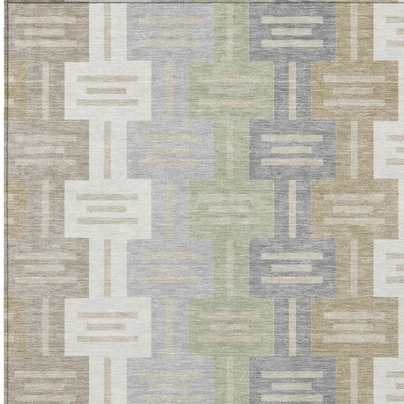 3' X 5' Ivory And Linen Geometric Washable Indoor Outdoor Area Rug Homeroots Outdoor