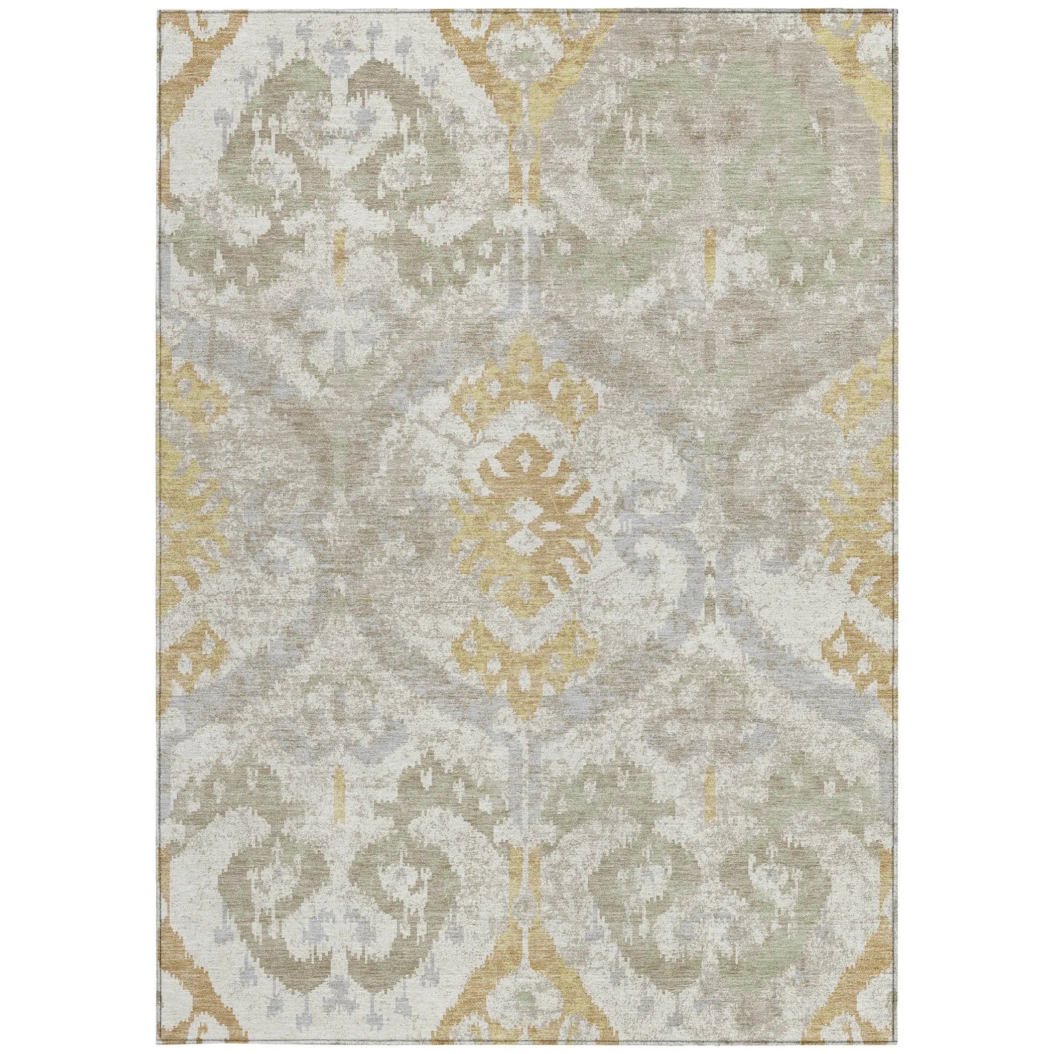 3' X 5' Ivory And Linen Ikat Washable Indoor Outdoor Area Rug Homeroots Outdoor