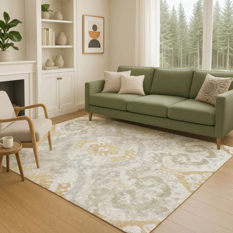 3' X 5' Ivory And Linen Ikat Washable Indoor Outdoor Area Rug Homeroots Outdoor