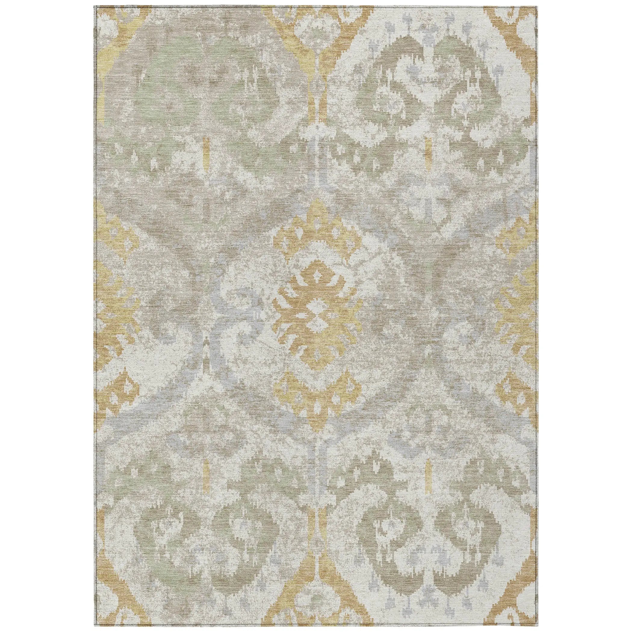 3' X 5' Ivory And Linen Ikat Washable Indoor Outdoor Area Rug Homeroots Outdoor