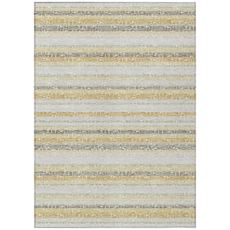 3' X 5' Ivory And Linen Striped Washable Indoor Outdoor Area Rug Homeroots Outdoor