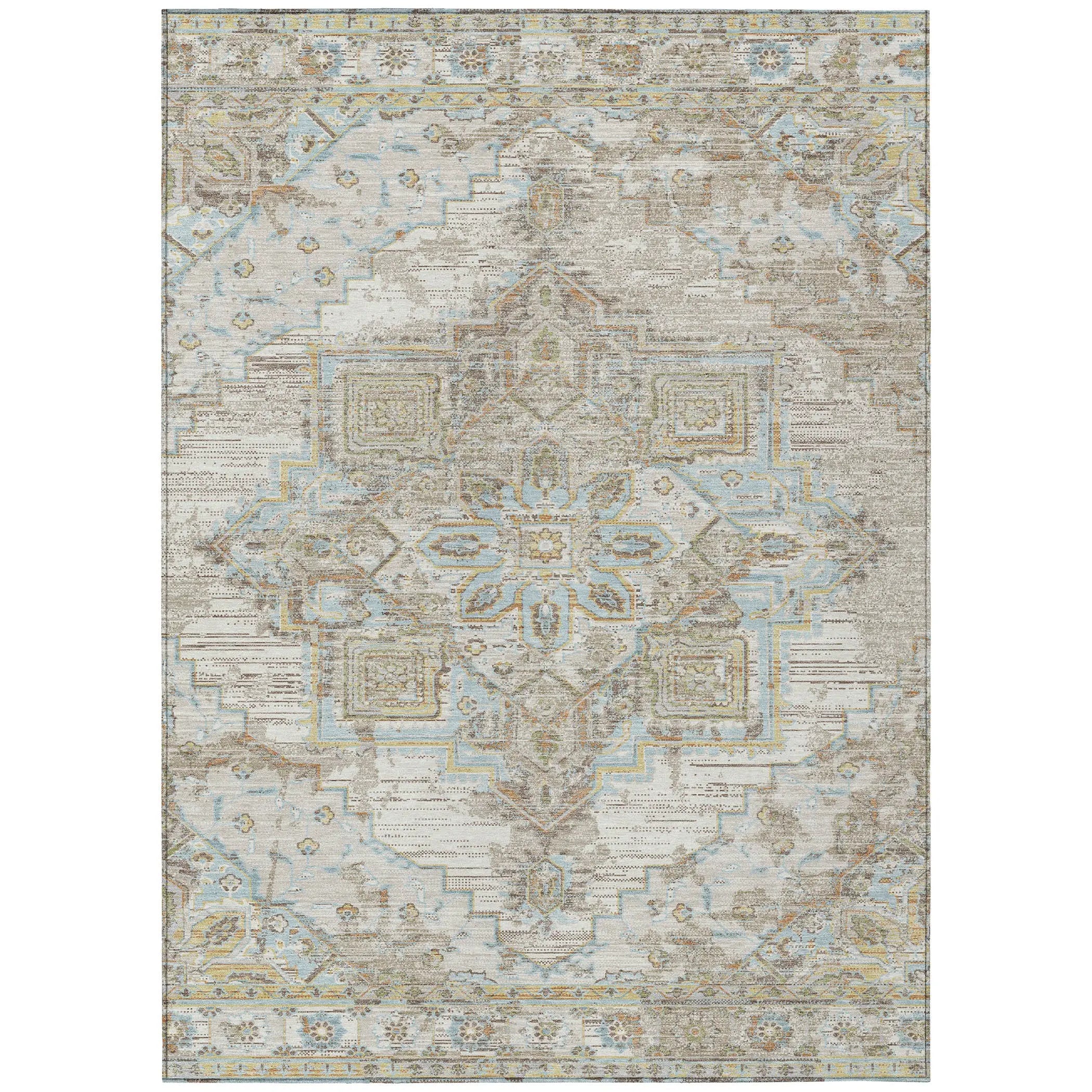 3' X 5' Ivory And Orange Oriental Washable Indoor Outdoor Area Rug Homeroots Outdoor