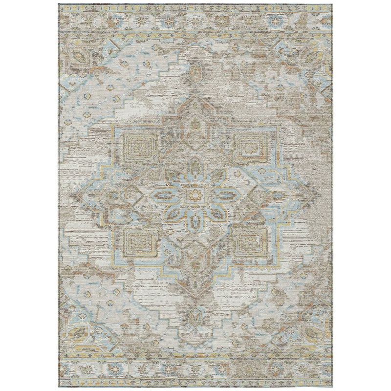 3' X 5' Ivory And Orange Oriental Washable Indoor Outdoor Area Rug Homeroots Outdoor