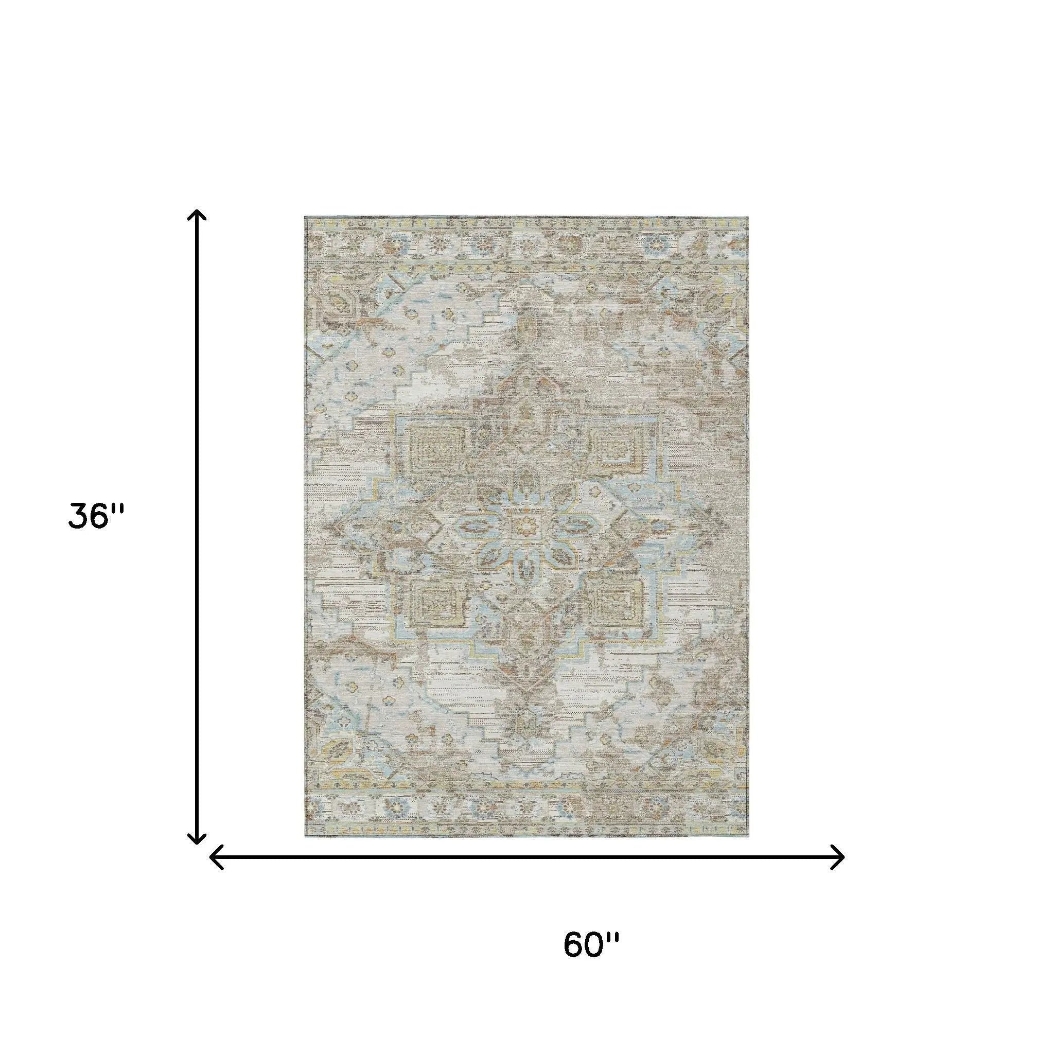 3' X 5' Ivory And Orange Oriental Washable Indoor Outdoor Area Rug Homeroots Outdoor