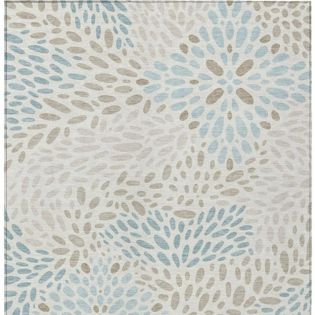 3' X 5' Ivory And Pearl Abstract Washable Indoor Outdoor Area Rug Homeroots Outdoor