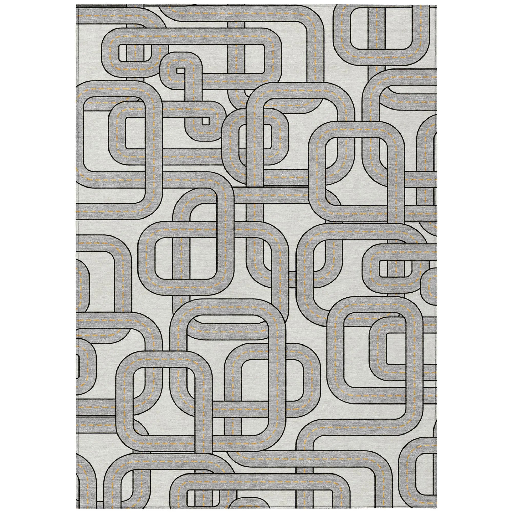 3' X 5' Ivory And Pewter Geometric Washable Indoor Outdoor Area Rug Homeroots Outdoor