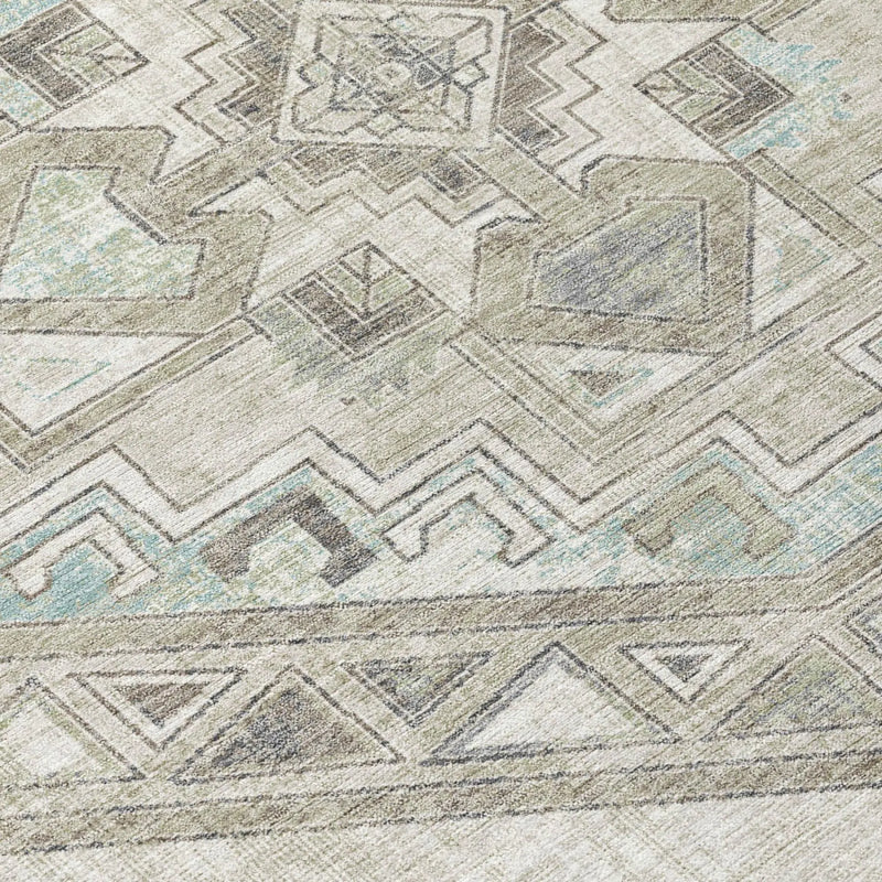 3' X 5' Ivory And Pewter Southwestern Washable Indoor Outdoor Area Rug Homeroots Outdoor