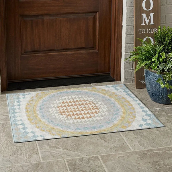 3' X 5' Ivory And Plum Geometric Washable Indoor Outdoor Area Rug Homeroots Outdoor