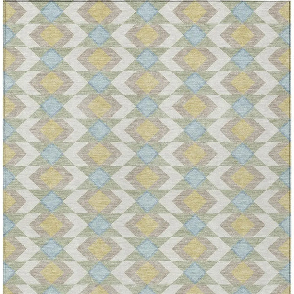 3' X 5' Ivory And Saffron Geometric Washable Indoor Outdoor Area Rug Homeroots Outdoor