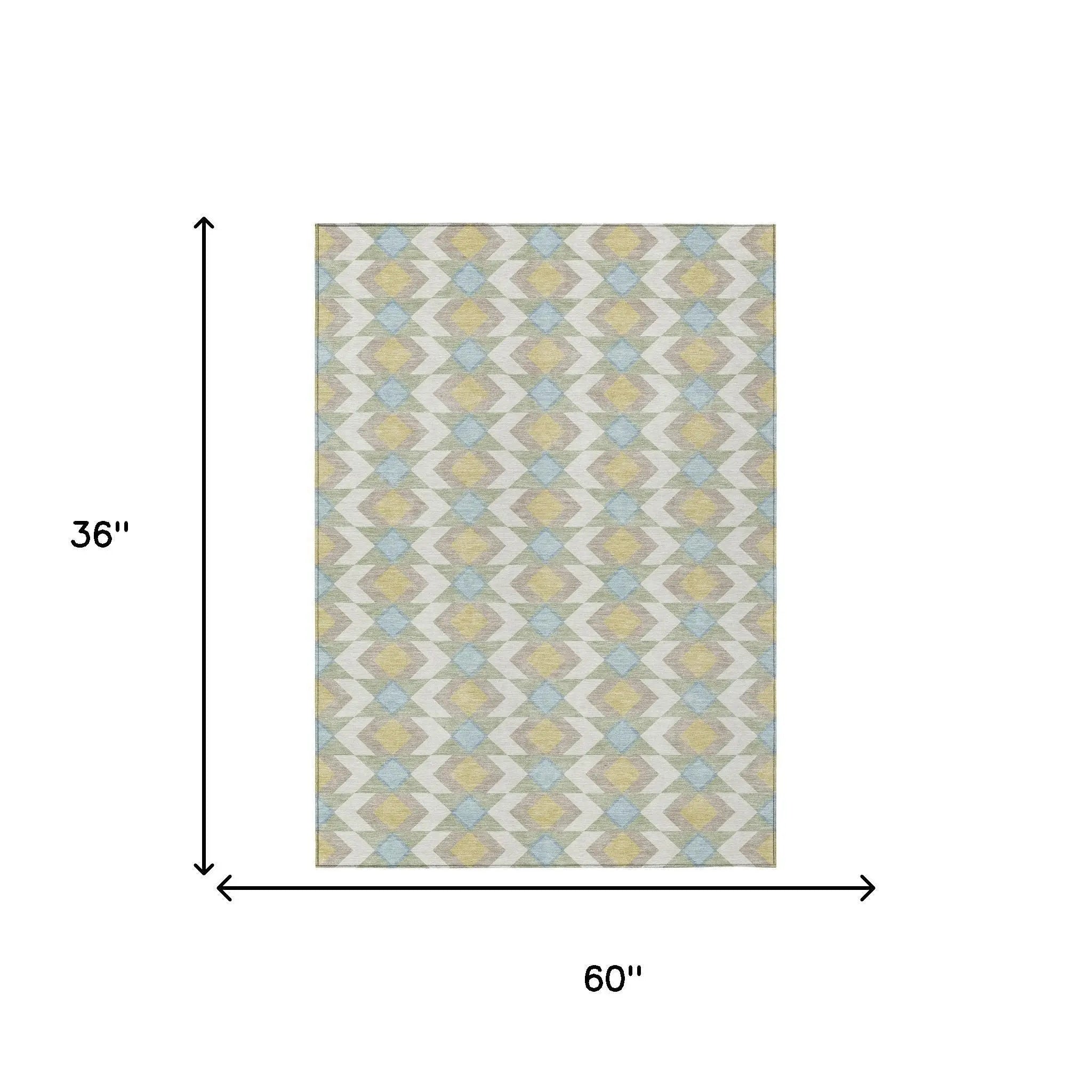 3' X 5' Ivory And Saffron Geometric Washable Indoor Outdoor Area Rug Homeroots Outdoor