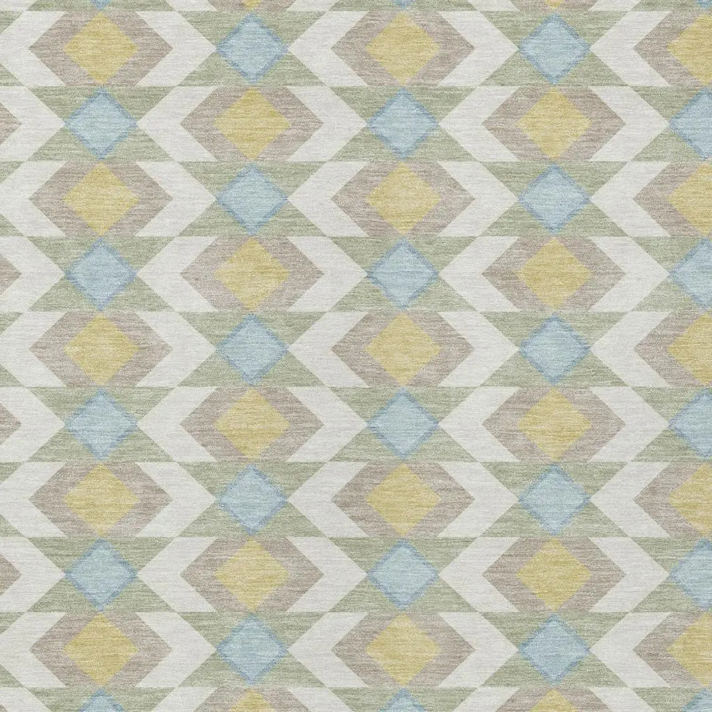 3' X 5' Ivory And Saffron Geometric Washable Indoor Outdoor Area Rug Homeroots Outdoor