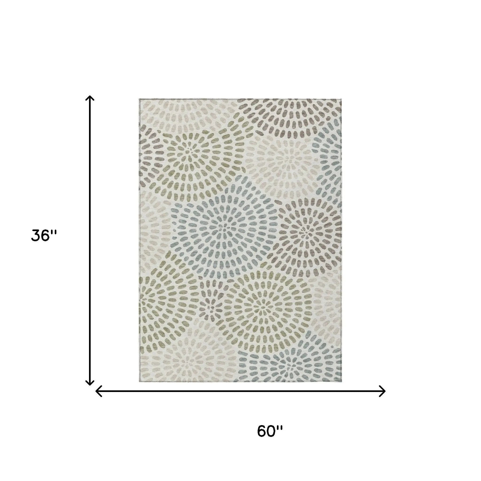 3' X 5' Ivory And Sage Geometric Washable Indoor Outdoor Area Rug Homeroots Outdoor