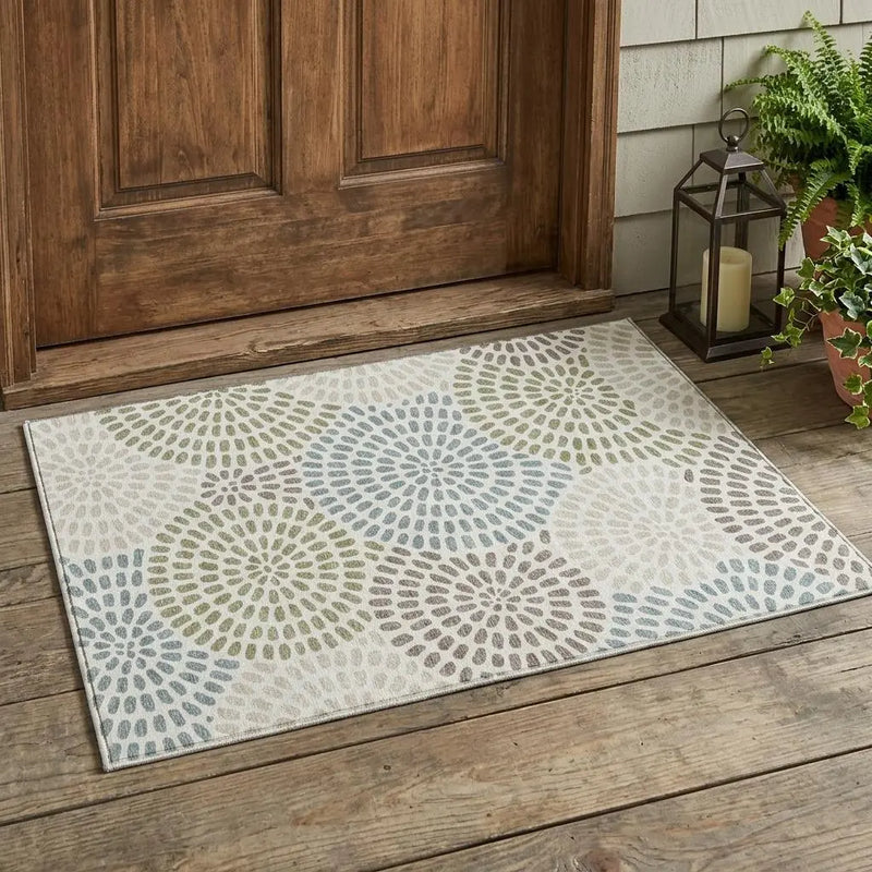 3' X 5' Ivory And Sage Geometric Washable Indoor Outdoor Area Rug Homeroots Outdoor
