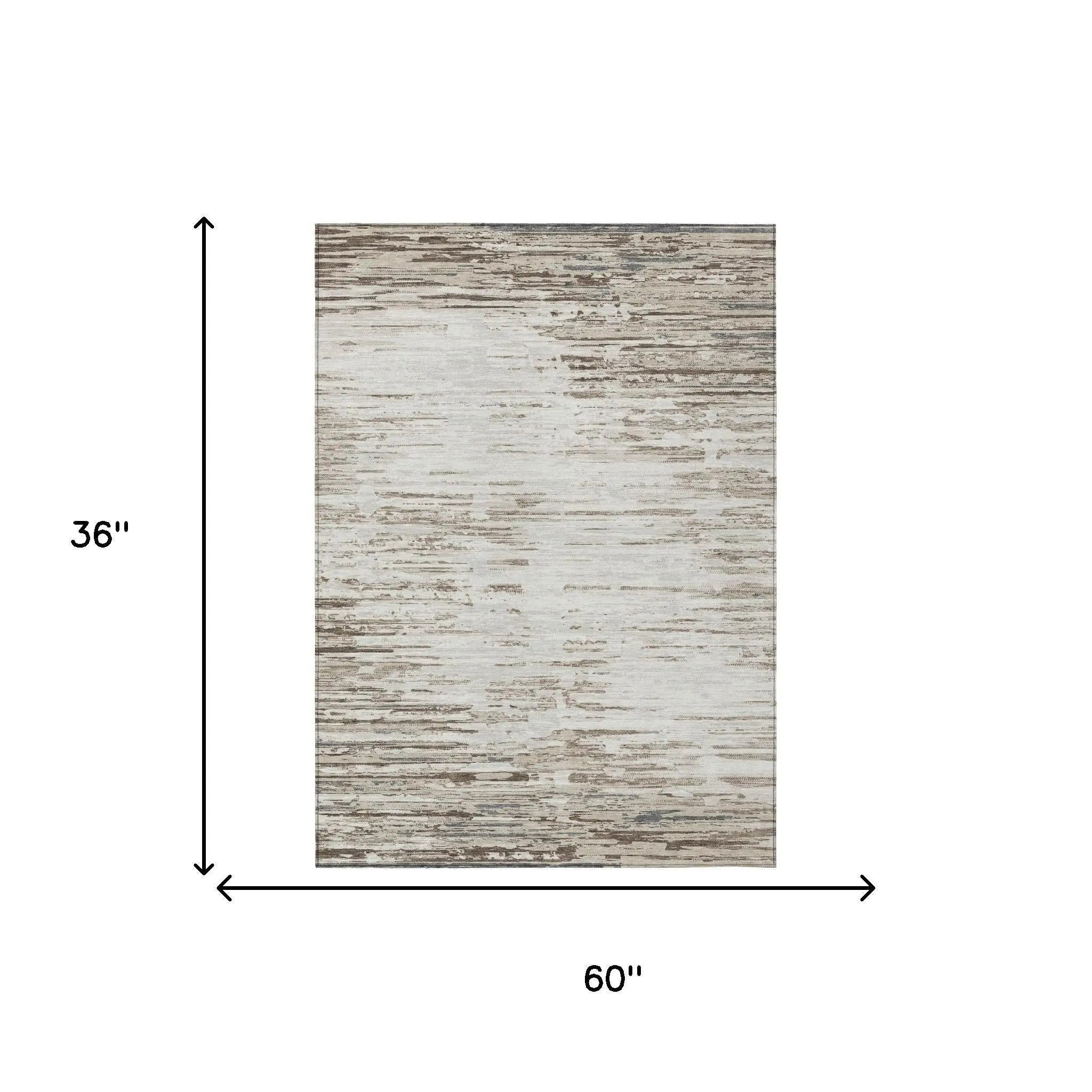 3' X 5' Ivory And Silver Abstract Washable Indoor Outdoor Area Rug Homeroots Outdoor