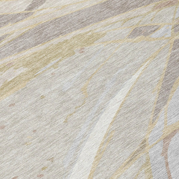 3' X 5' Ivory And Silver Abstract Washable Indoor Outdoor Area Rug Homeroots Outdoor