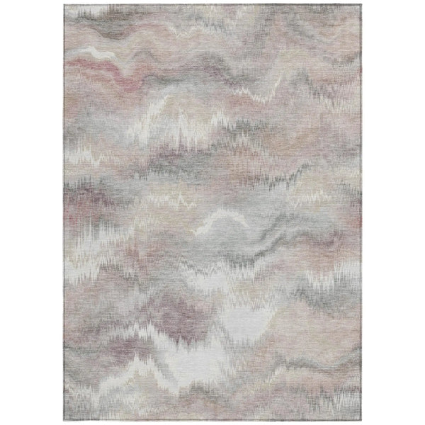 3' X 5' Ivory And Silver Abstract Washable Indoor Outdoor Area Rug Homeroots Outdoor