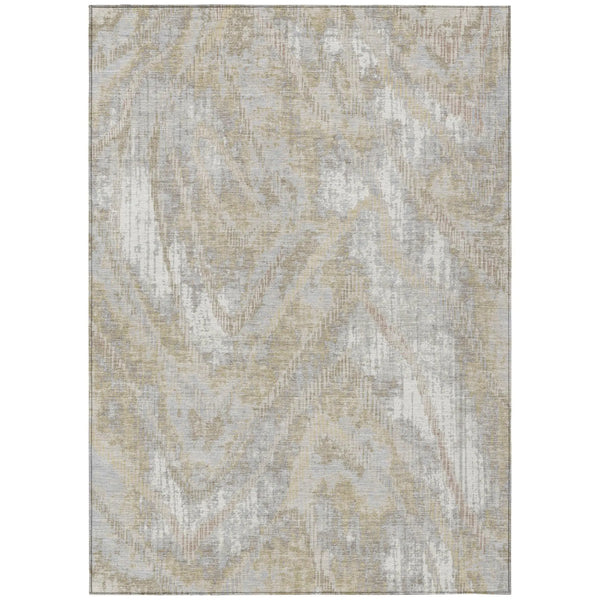 3' X 5' Ivory And Silver Abstract Washable Indoor Outdoor Area Rug Homeroots Outdoor