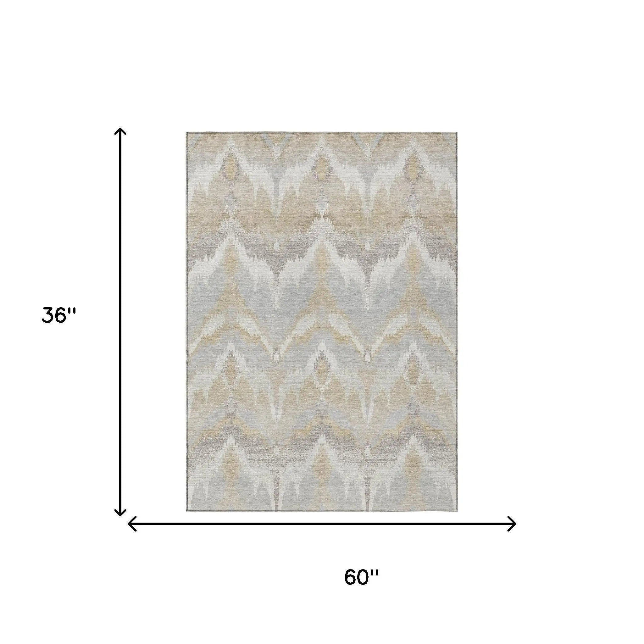 3' X 5' Ivory And Silver Abstract Washable Indoor Outdoor Area Rug Homeroots Outdoor
