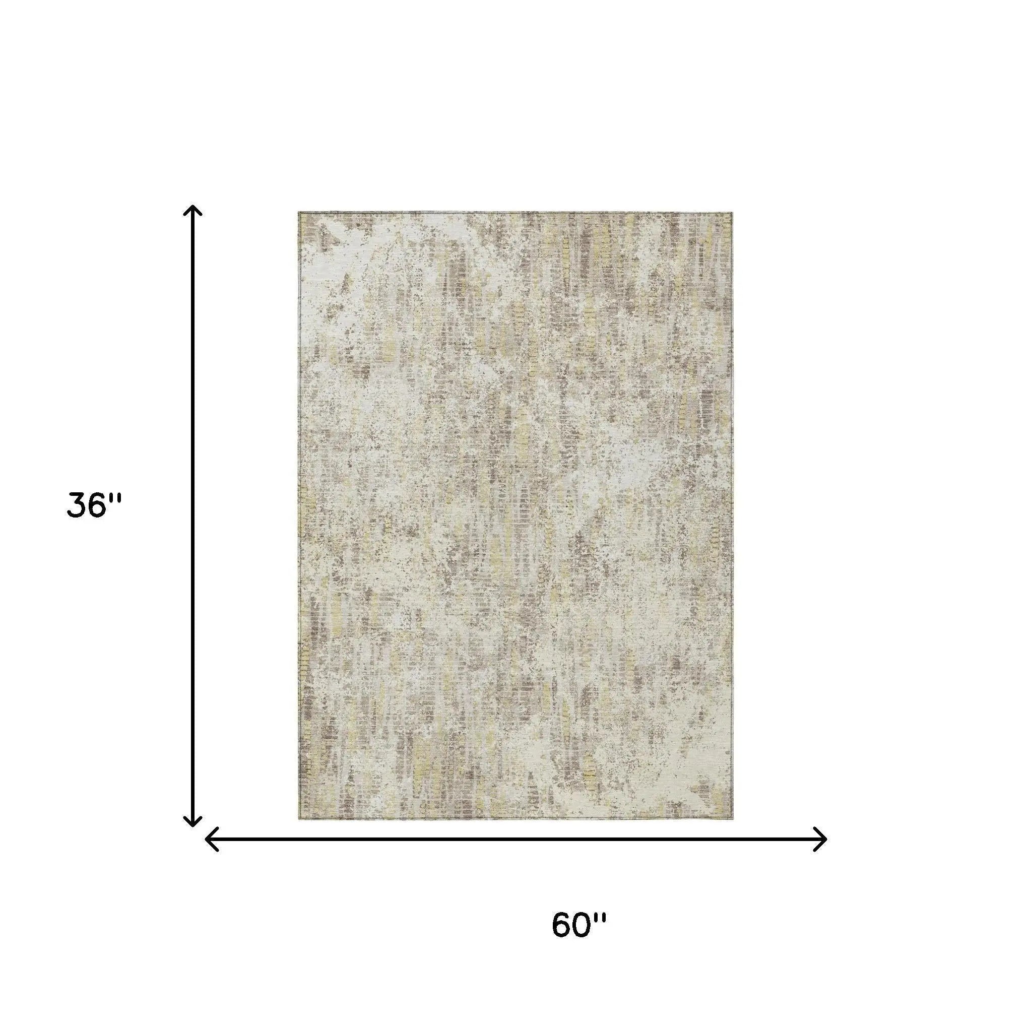 3' X 5' Ivory And Silver Abstract Washable Indoor Outdoor Area Rug Homeroots Outdoor