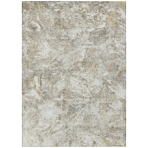 3' X 5' Ivory And Silver Abstract Washable Indoor Outdoor Area Rug Homeroots Outdoor