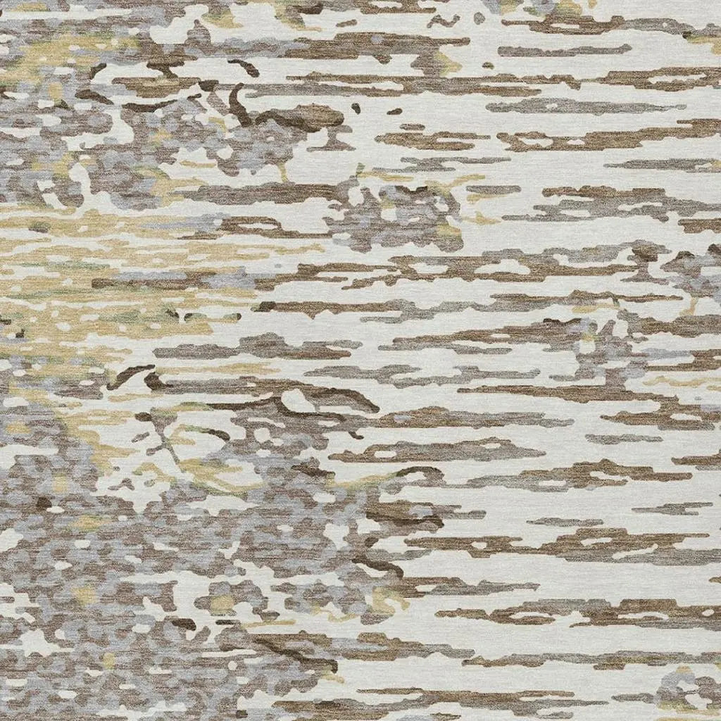 3' X 5' Ivory And Silver Abstract Washable Indoor Outdoor Area Rug Homeroots Outdoor