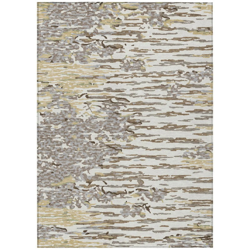 3' X 5' Ivory And Silver Abstract Washable Indoor Outdoor Area Rug Homeroots Outdoor