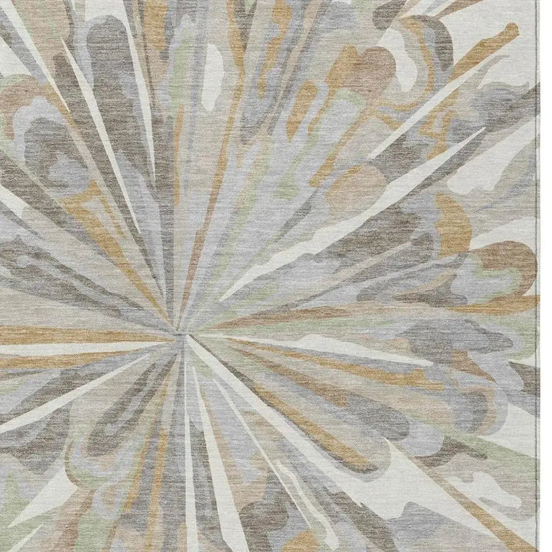 3' X 5' Ivory And Silver Abstract Washable Indoor Outdoor Area Rug Homeroots Outdoor