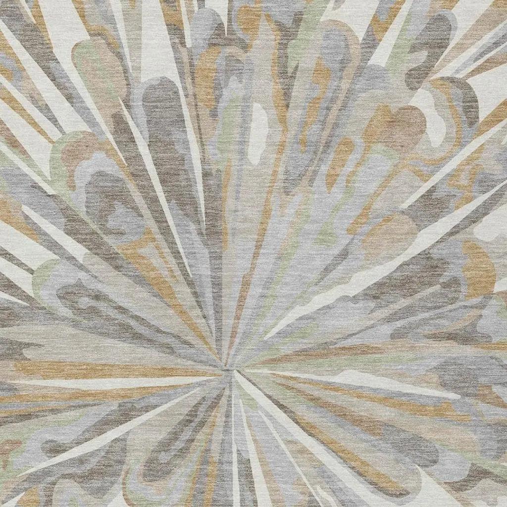 3' X 5' Ivory And Silver Abstract Washable Indoor Outdoor Area Rug Homeroots Outdoor