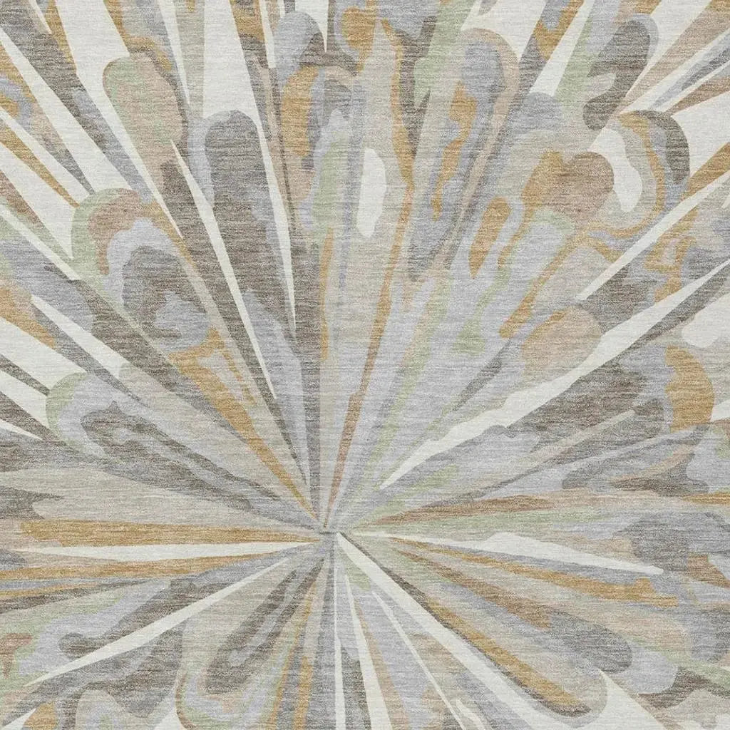 3' X 5' Ivory And Silver Abstract Washable Indoor Outdoor Area Rug Homeroots Outdoor