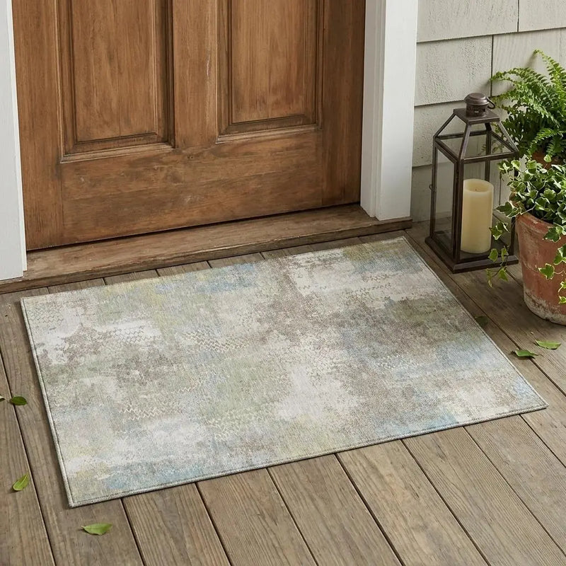 3' X 5' Ivory And Silver Abstract Washable Indoor Outdoor Area Rug Homeroots Outdoor