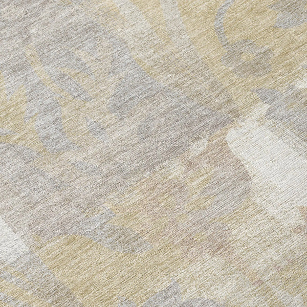 3' X 5' Ivory And Silver Botanical Leaves Washable Indoor Outdoor Area Rug Homeroots Outdoor
