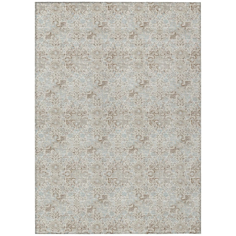 3' X 5' Ivory And Silver Damask Washable Indoor Outdoor Area Rug Homeroots Outdoor
