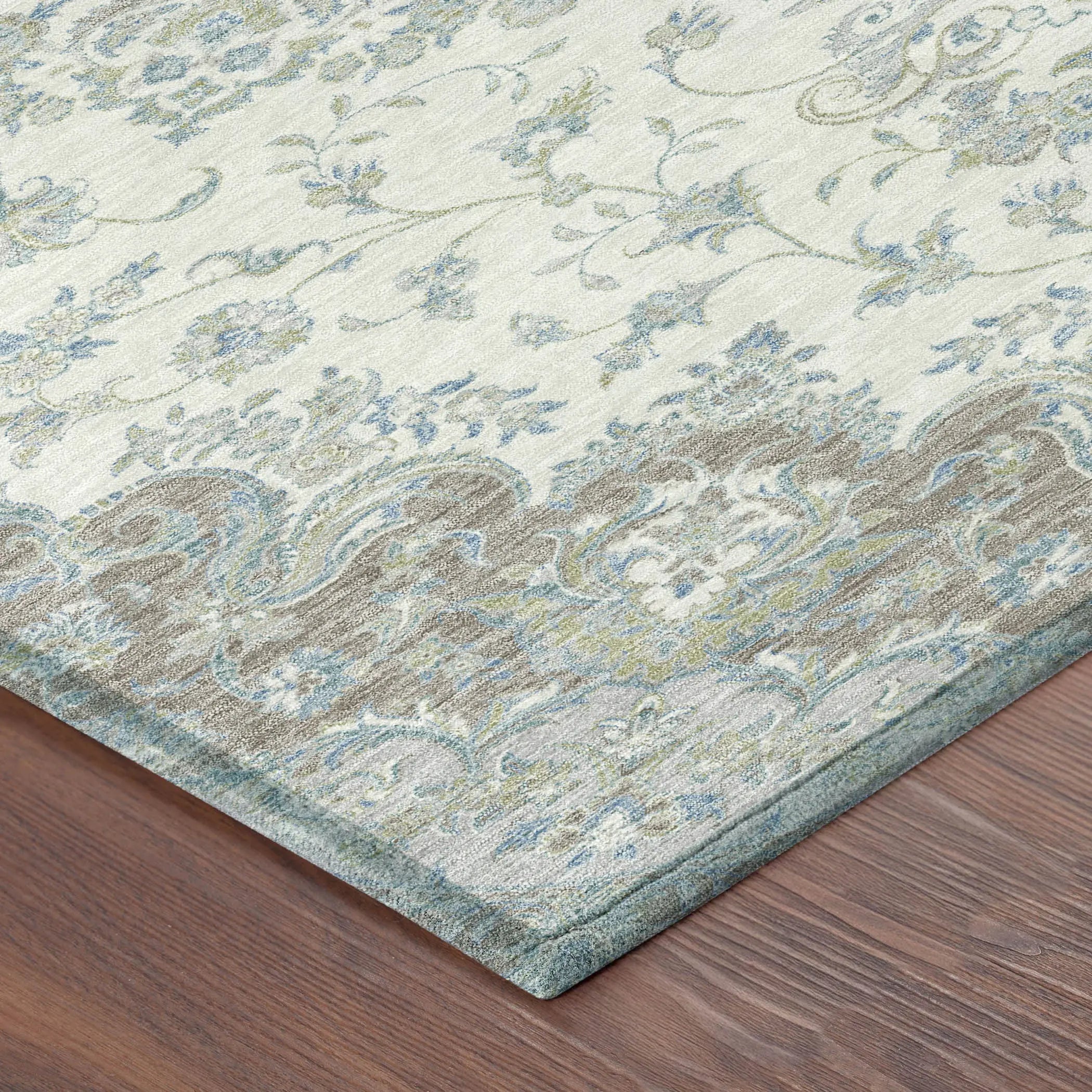 3' X 5' Ivory And Silver Floral Medallion Washable Indoor Outdoor Area Rug Homeroots Outdoor