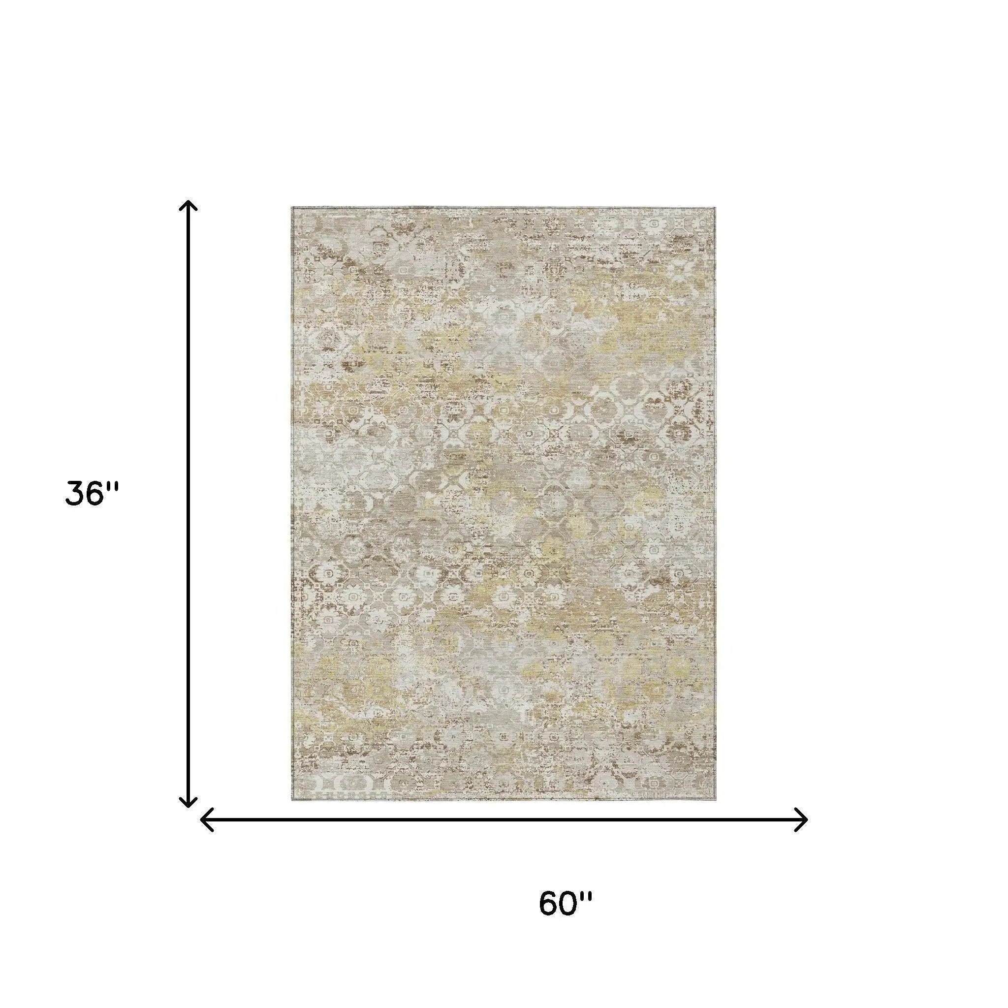 3' X 5' Ivory And Silver Floral Medallion Washable Indoor Outdoor Area Rug Homeroots Outdoor