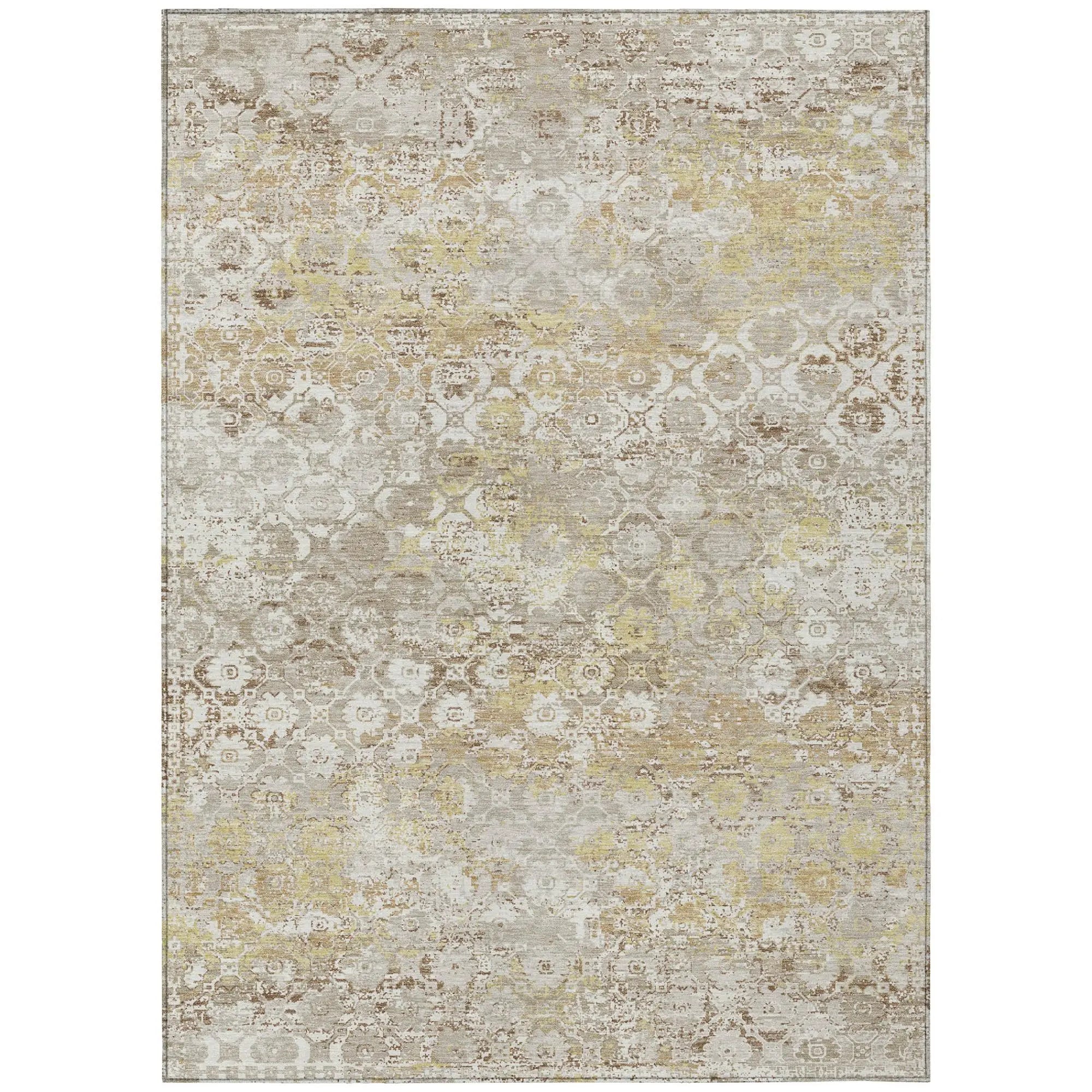 3' X 5' Ivory And Silver Floral Medallion Washable Indoor Outdoor Area Rug Homeroots Outdoor