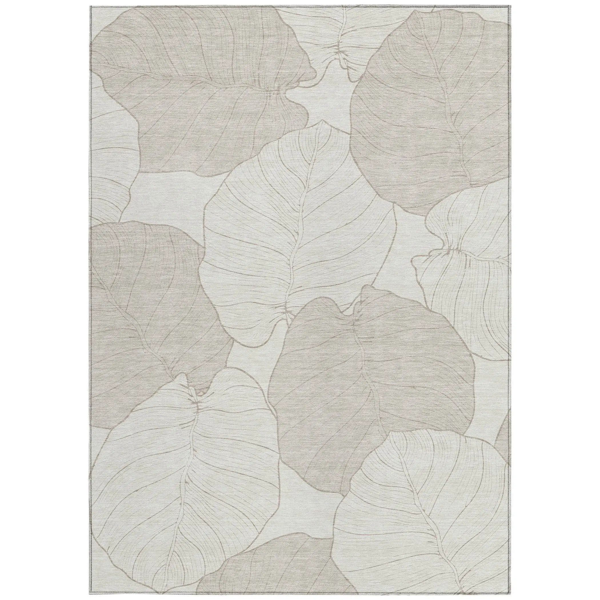 3' X 5' Ivory And Silver Floral Washable Indoor Outdoor Area Rug Homeroots Outdoor