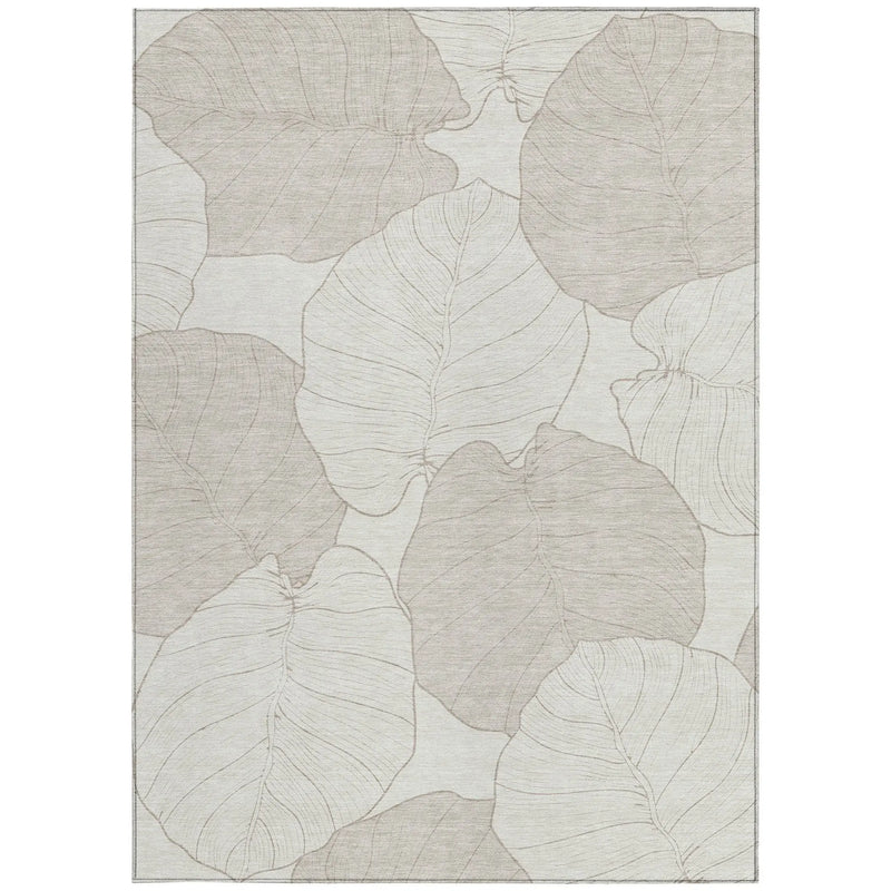 3' X 5' Ivory And Silver Floral Washable Indoor Outdoor Area Rug Homeroots Outdoor