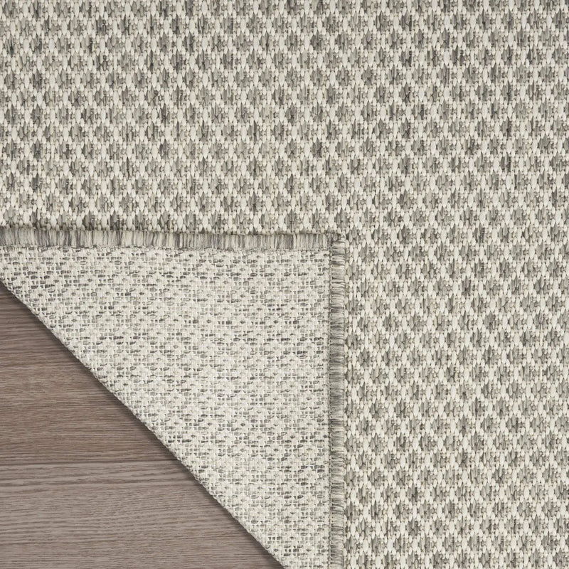 3' X 5' Ivory And Silver Geometric Indoor Outdoor Area Rug - GreatEagleInc