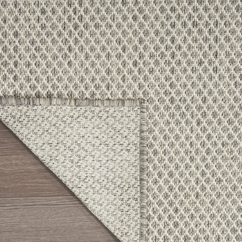 3' X 5' Ivory And Silver Geometric Indoor Outdoor Area Rug - GreatEagleInc