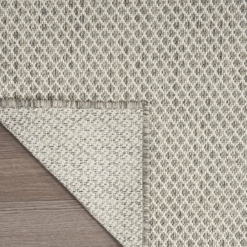 3' X 5' Ivory And Silver Geometric Indoor Outdoor Area Rug - GreatEagleInc
