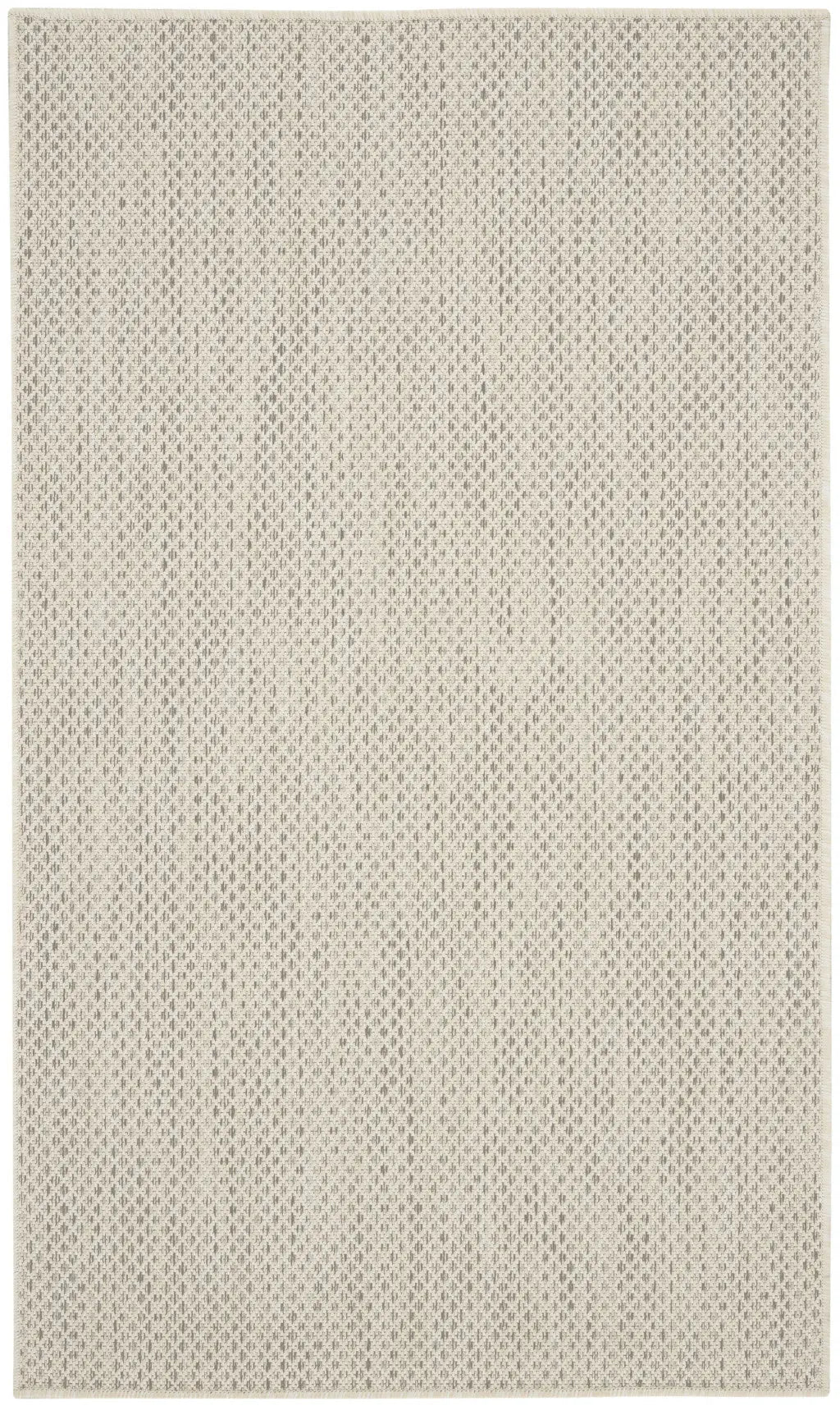 3' X 5' Ivory And Silver Geometric Indoor Outdoor Area Rug - GreatEagleInc