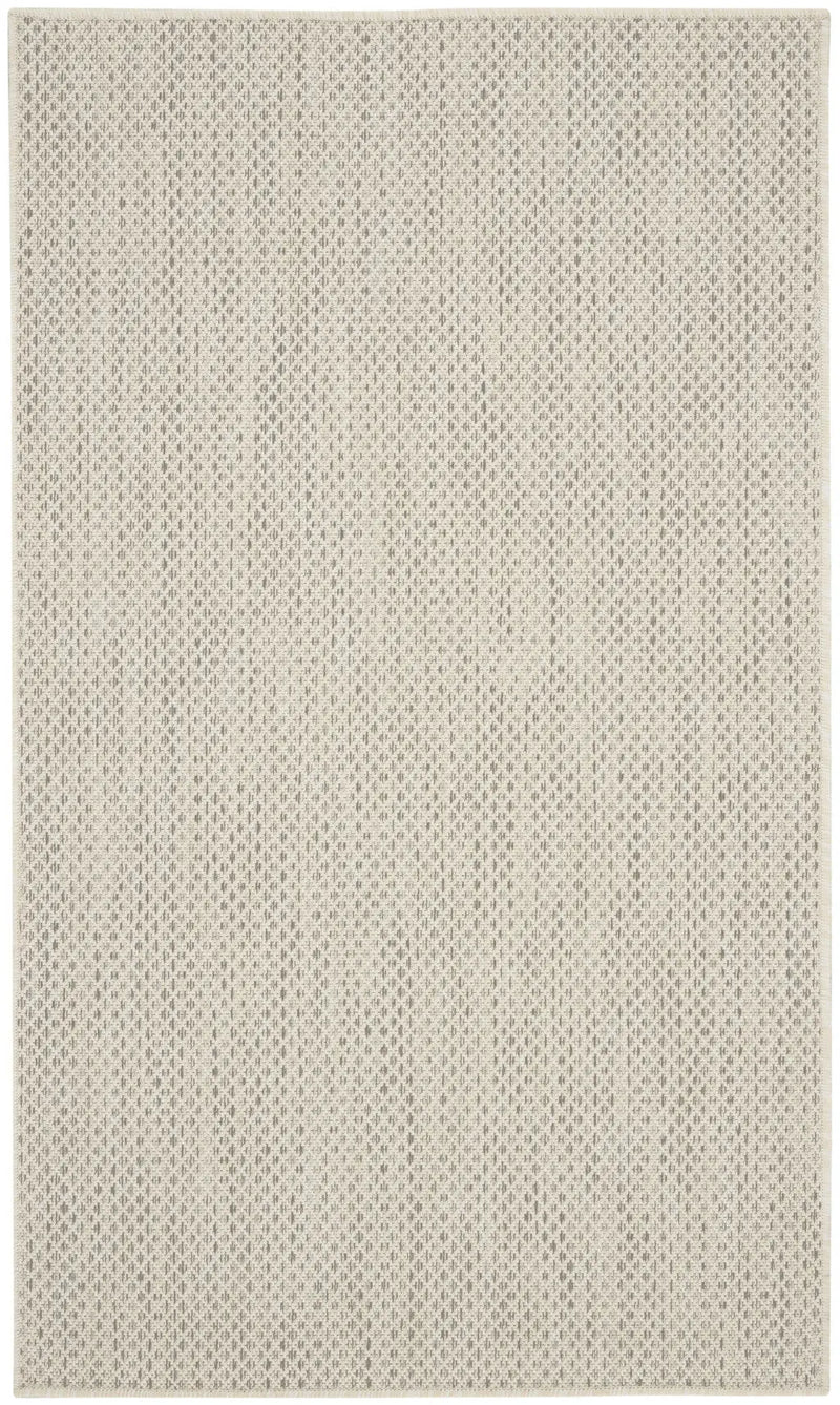 3' X 5' Ivory And Silver Geometric Indoor Outdoor Area Rug - GreatEagleInc
