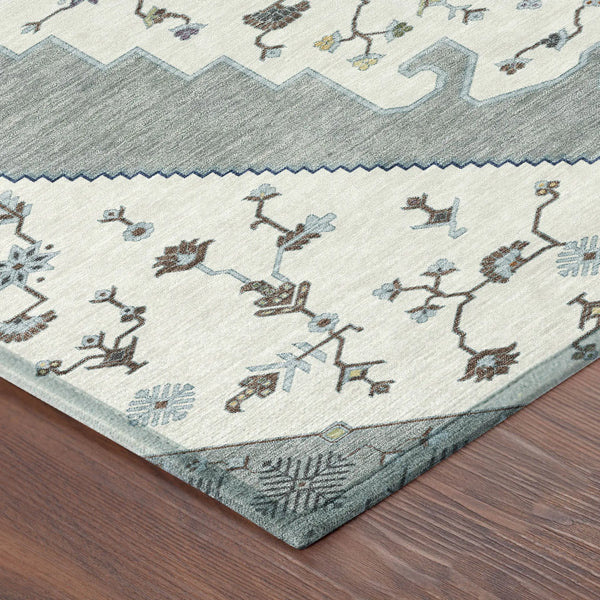 3' X 5' Ivory And Silver Geometric Washable Indoor Outdoor Area Rug Homeroots Outdoor