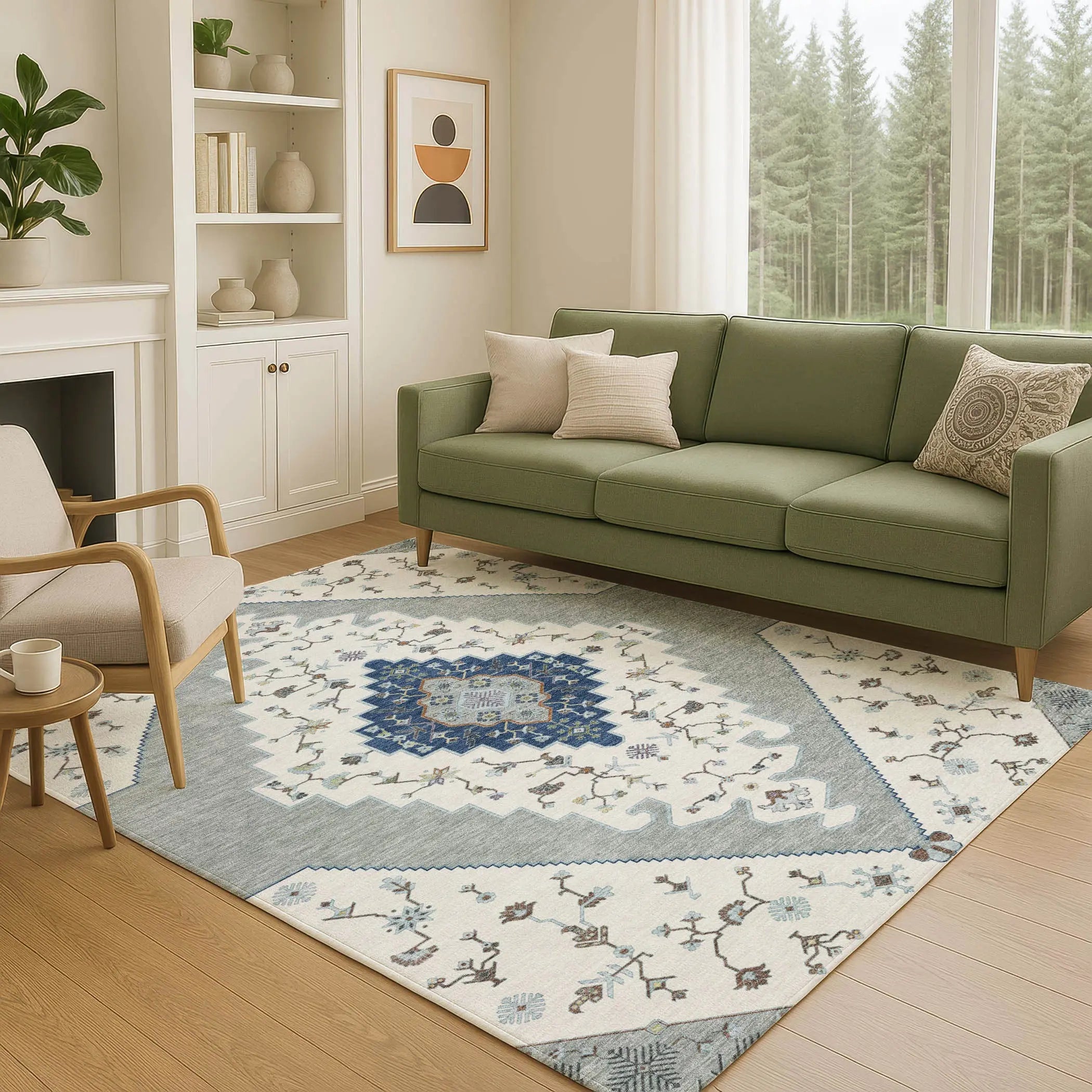 3' X 5' Ivory And Silver Geometric Washable Indoor Outdoor Area Rug Homeroots Outdoor
