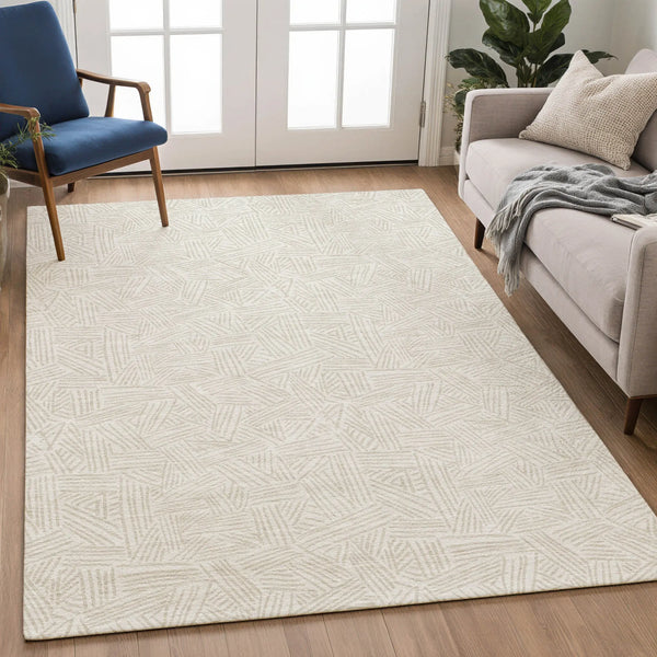 3' X 5' Ivory And Silver Geometric Washable Indoor Outdoor Area Rug Homeroots Outdoor
