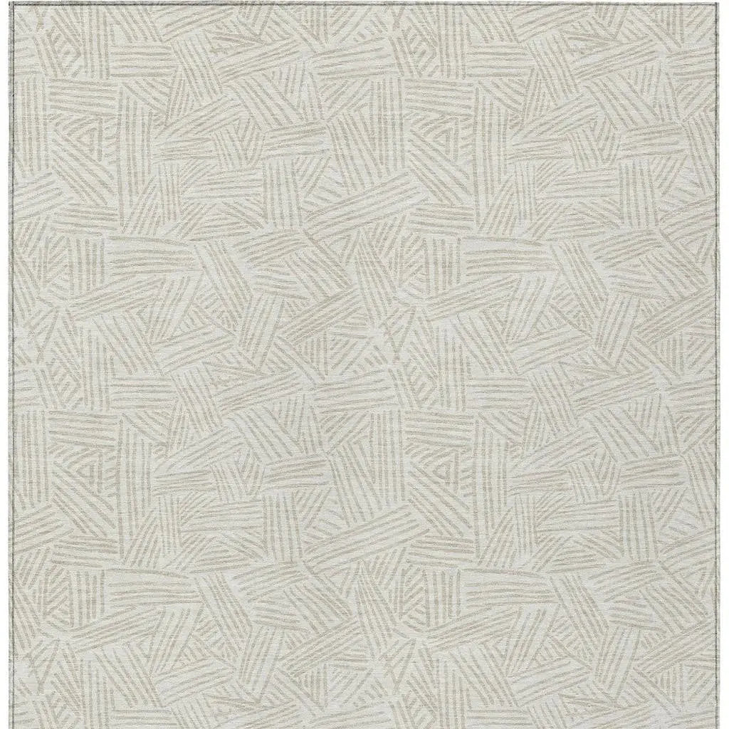 3' X 5' Ivory And Silver Geometric Washable Indoor Outdoor Area Rug Homeroots Outdoor
