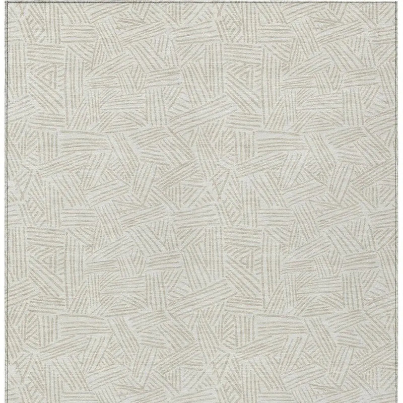 3' X 5' Ivory And Silver Geometric Washable Indoor Outdoor Area Rug Homeroots Outdoor