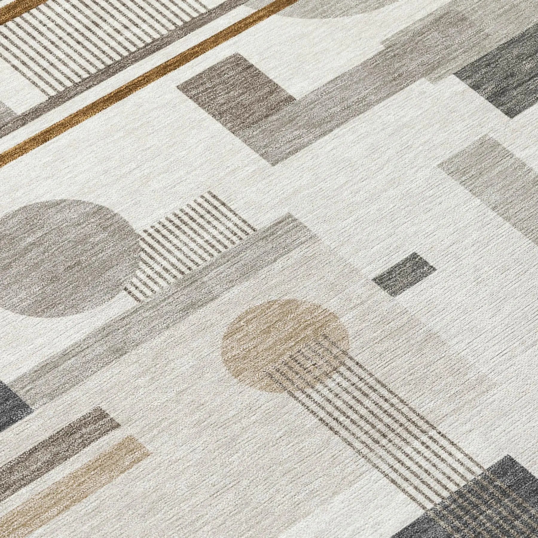 3' X 5' Ivory And Silver Geometric Washable Indoor Outdoor Area Rug Homeroots Outdoor